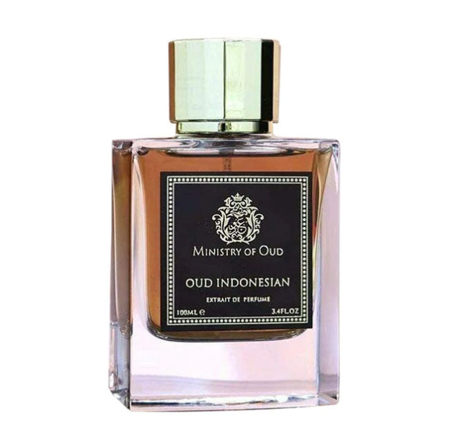 Load image into Gallery viewer, A bottle of Paris Corner Ministry of Oud Indonesian Oud 100ml Extrait de Perfume from Dubai Perfumes, on a white background.

