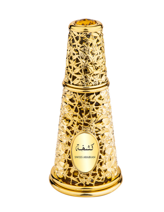 A luxurious Swiss Arabian Kashka 50ml Eau De Parfum bottle for men and women on a white background.