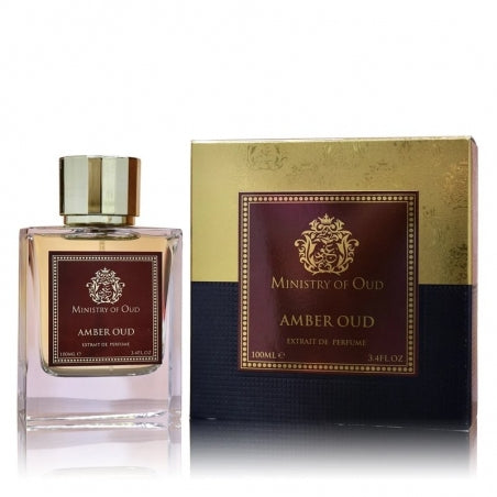 Dubai Perfumes Ministry of Oud Amber Oud 100ml Extrait De Parfum is a unisex fragrance containing amber and oud in a 100 ml EDP.