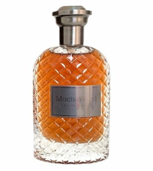 Load image into Gallery viewer, A Fragrance World Mocha Wood 100ml Eau De Parfum bottle on a white background.
