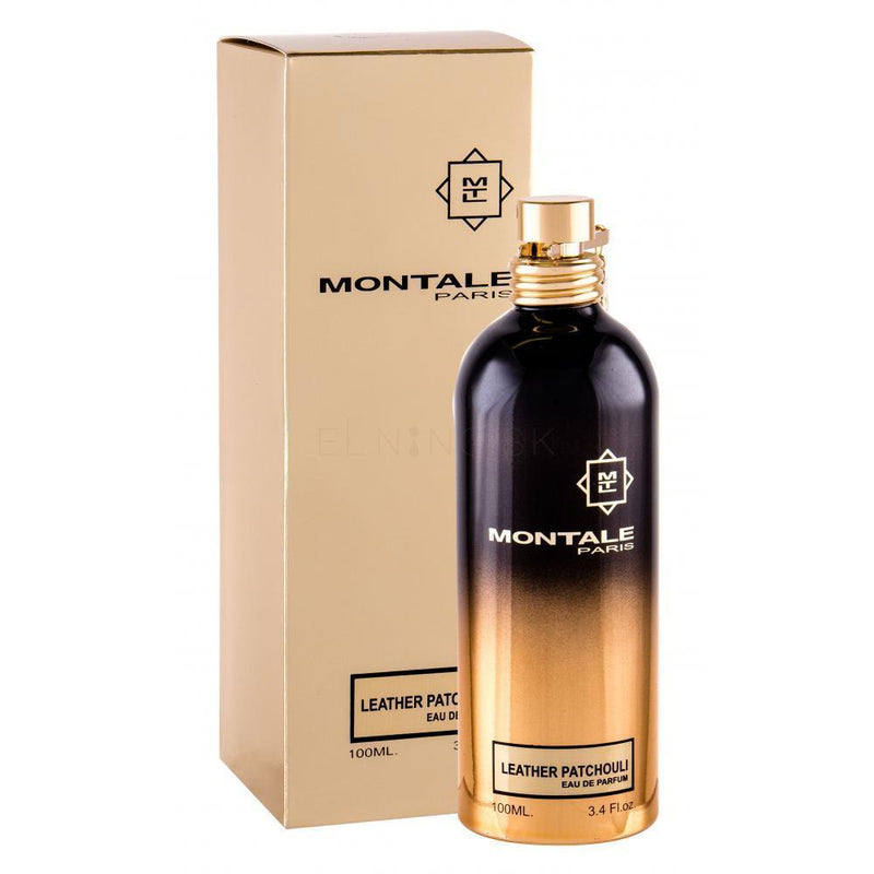 Load image into Gallery viewer, A bottle of Montale Paris Leather Patchouli 100ml eau de toilette, combining the enchanting notes of leather and patchouli in a luxurious gold box.

