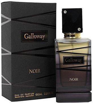 A bottle of Noir Galloway 85ml Eau de Parfum, a fragrance for women.