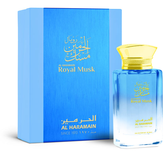 The Al Haramain Royal Musk in a 100ml Eau De Parfum, suitable for both men and women.