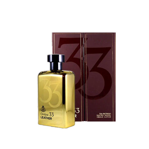 A Paris Corner fragrance, Paris Corner Ombre 33 Leather 100ml Eau De Parfum, displayed elegantly alongside its box.