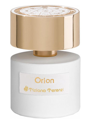 An exquisite bottle of Tiziana Terenzi Orion Eau De Parfum 100ml Extrait De Parfum by Tiziana Terenzi, radiating its captivating fragrance on a clean white background.