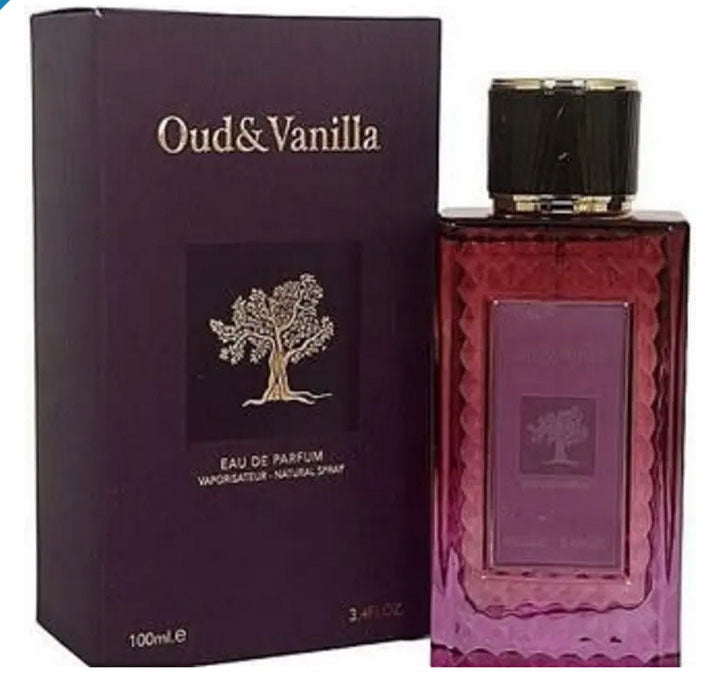Load image into Gallery viewer, Fragrant Fragrance World Oud &amp; Vanilla blend in this 100ml eau de toilette.
