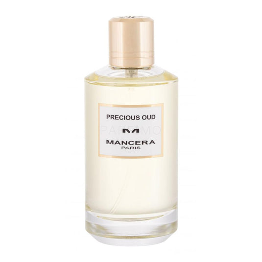 A bottle of Mancera Precious Oud 120ml Eau De Parfum with a white background, featuring Mancera Precious Oud fragrance.