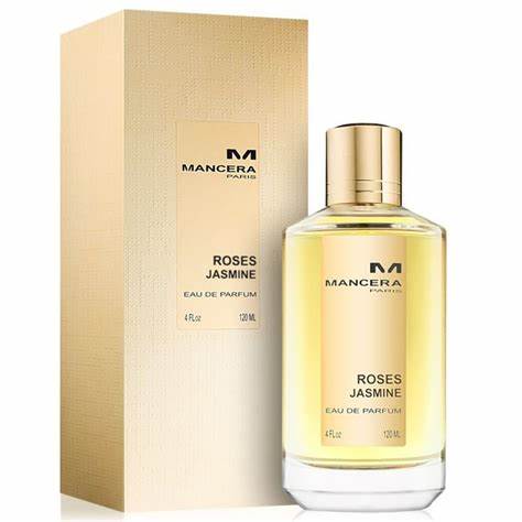 Load image into Gallery viewer, A bottle of Mancera Roses Jasmine 120ml Eau De Parfum by Mancera in front of a box.
