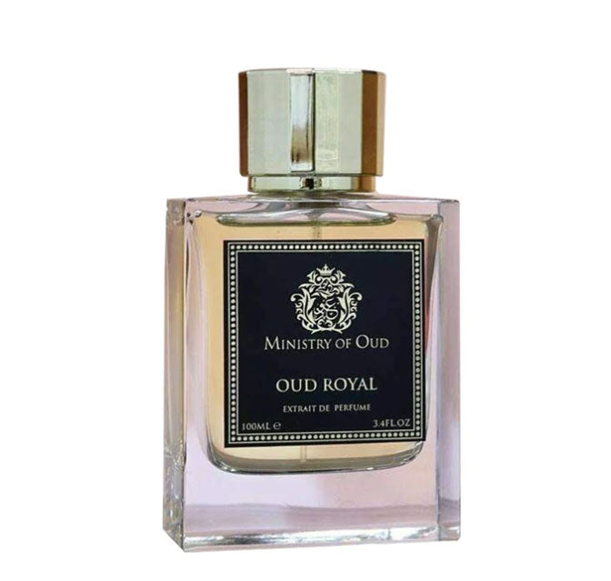 Load image into Gallery viewer, A Paris Corner Ministry of Oud - Oud Royal 100ml Extrait de Perfume bottle on a white background.
