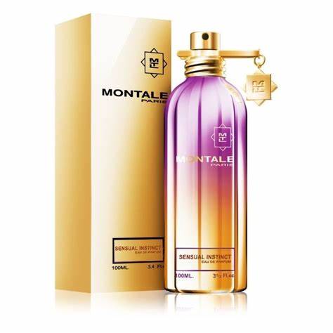 A sensual bottle of Montale Paris Sensual Instinct, 100ml Eau De Parfum sitting next to its elegant box.