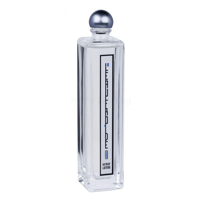 Load image into Gallery viewer, A clear bottle with a silver ball on top of the L&#39;Eau Froide 100ml Eau De Parfum from Serge Lutens available at Rio Perfumes.
