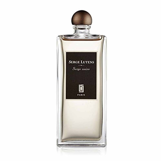 A bottle of Serge Lutens Serge Noire perfume on a white background, available at Rio Perfumes.