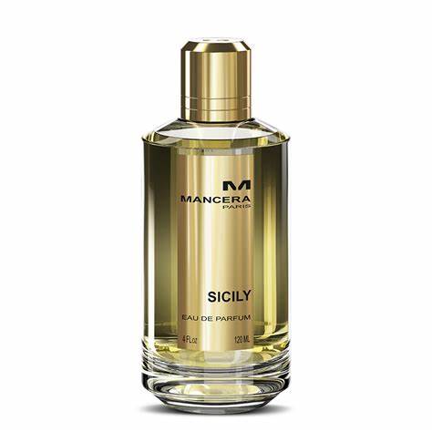 The exquisite Mancera Sicily 120ml EDP cologne, a unisex fragrance, presented elegantly on a pristine white background.