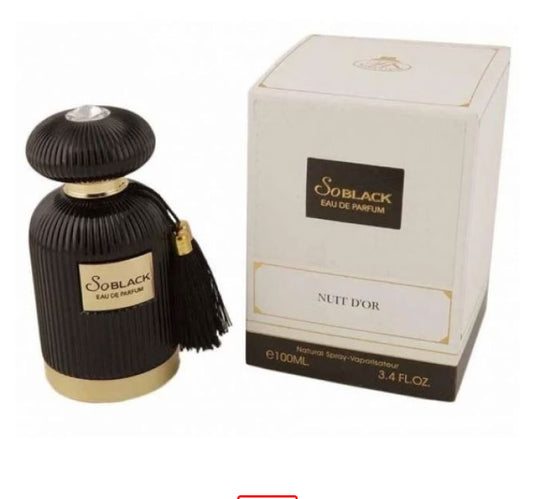 A unisex fragrance, this So Black Nuit D'or 100ml Eau de Parfum bottle of perfume comes with a tassel and box from Fragrance World.