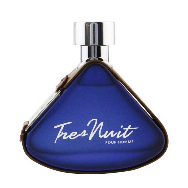 Load image into Gallery viewer, A free bottle of Armaf Tres Nuit fragrance for men on a white background.
The corrected sentence would be:
A free bottle of Armaf Tres Nuit 100ml Eau De Parfum for men on a white background.
