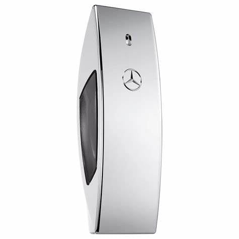 A Mercedes Benz logo on a white background featuring the Mercedes Benz Club 100ml Eau De Toilette fragrance for men.