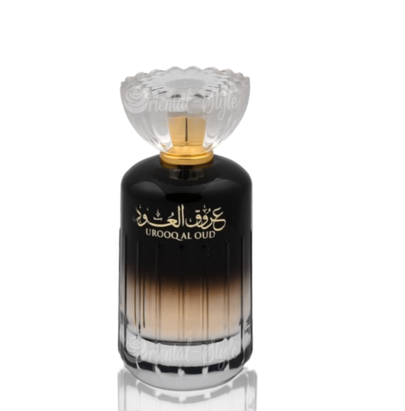 Load image into Gallery viewer, A Lattafa Urooq Al Oud 100ml Eau De Parfum bottle on a white background.
