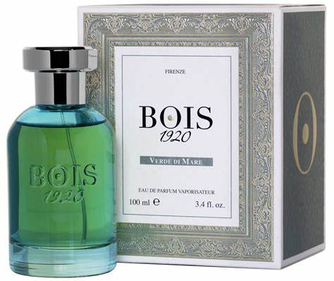 A bottle of Bois 1920 Verde di Mare 100ml Eau De Parfum cologne in front of a box.